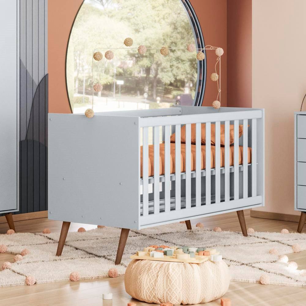 Berço Mini Cama Encanto Retrô Cinza Qmovi